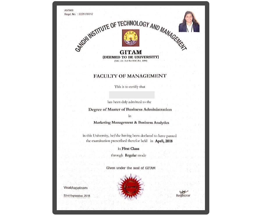 gandhi-institute-of-technology-and-management(Gitam)-sample-certificate